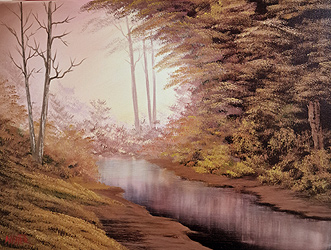 &Ouml;l Malkurs nach Bob Ross - Golden Morning Mist